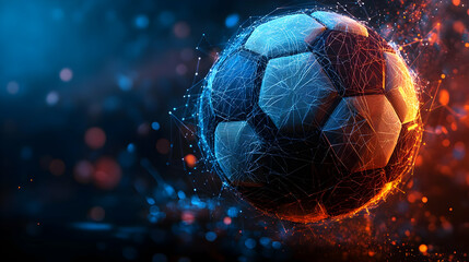 3D Illustration Soccer Ball Abstract Network Fire Ice