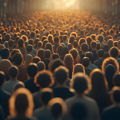 Illustration - Crowd of People Facing Light Source