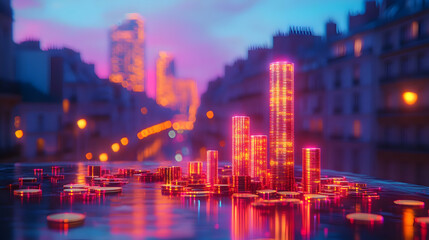Fototapeta premium 3D Illustration Cityscape Finance Business Coins