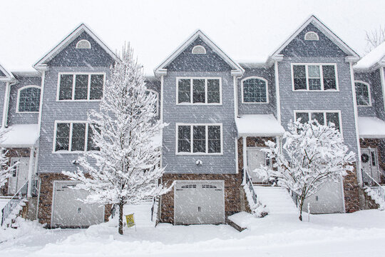 houses in the snow
