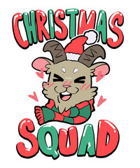 A Cute Goat Christmas in a Cozy Santa Hat