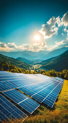 Photo - Solar Panels, Green Energy, Mountain Sunset - Renewable Resources