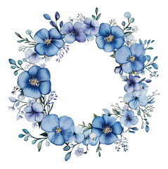 PNG Elegant blue floral wreath design for decoration