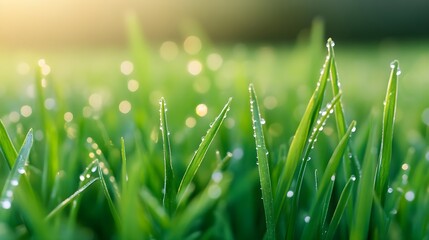 Fototapeta premium Dew Drops on Green Grass
