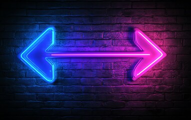Neon blue and purple arrows pointing left and right on a dark background, glowing with a vibrant generative AI effect