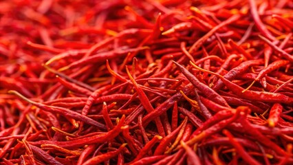 Closeup of vibrant red chili threads, a must-have spice for adding a kick to your dishes , spicy, exotic, ingredient
