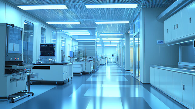 Advanced semiconductor research lab featuring cutting-edge microchip technologies in a high-tech facility