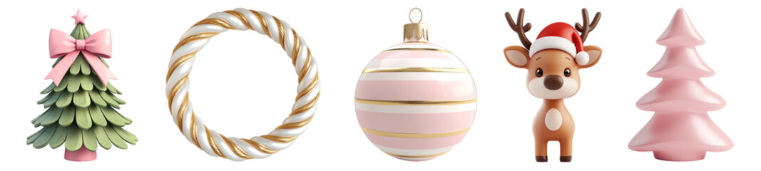 3D Christmas png cut out element set