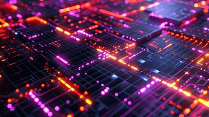 Obraz premium Abstract digital grid with glowing nodes