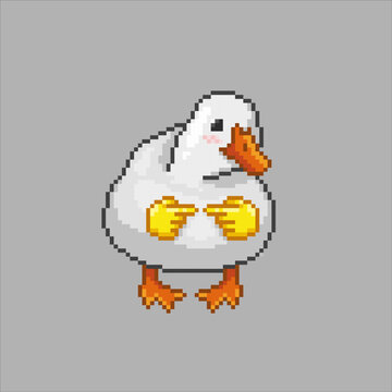 Shy goose, pixel art meme