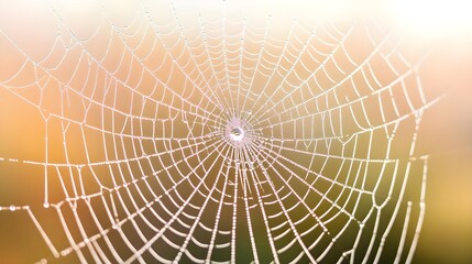 Obraz premium Dewy Spider Web Closeup