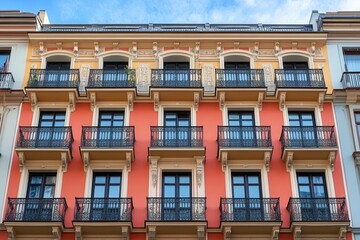 Obraz premium Facade of an apartment building with balconies.