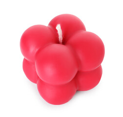 One red bubble candle isolated on white