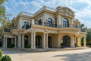 Grand mansion with classic architecture.