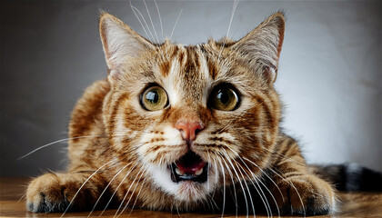 a high-definition picture of a cat who is angry and surprised