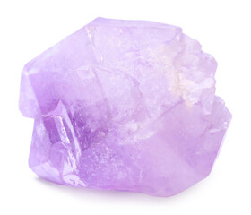 Beautiful amethyst crystal isolated on white. Natural gemstone