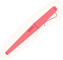 Pink pen sticker holds a cute love note with heart in flat style. Romantic message for valentine or any occasion. Concept of love, stationery, and celebration, perfect for creative correspondence.