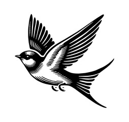 Fototapeta premium bird fly engraving black and white outline