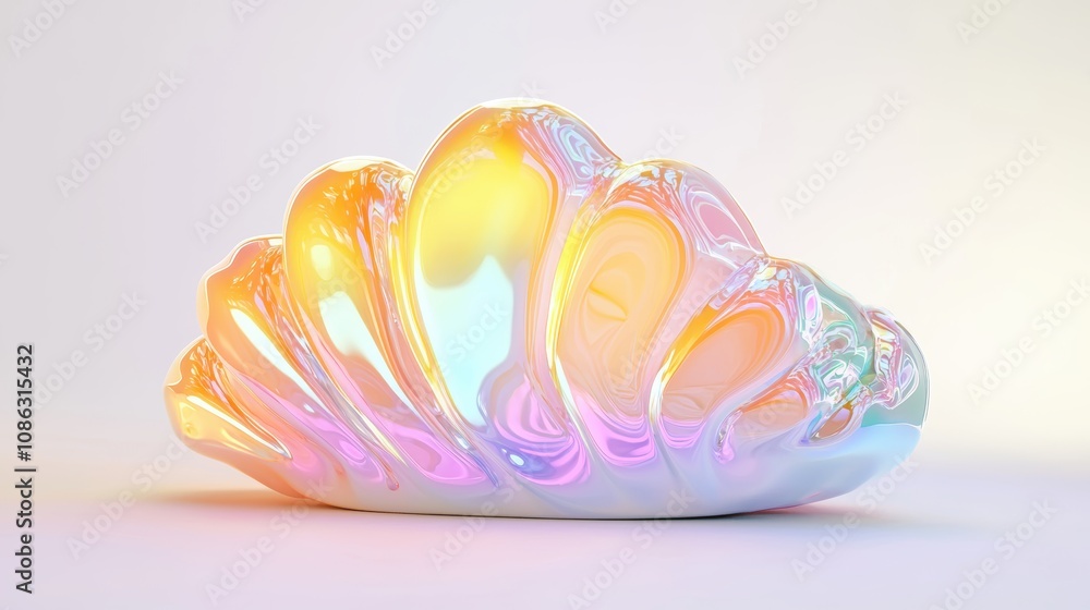 Poster 3d a colorful, abstract object with a shiny, reflective surface