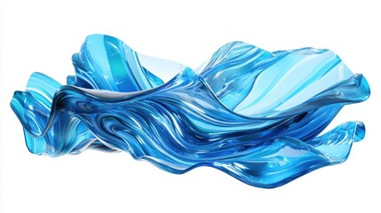 Fototapeta premium 3D A blue and white wave is depicted in a glass bowl