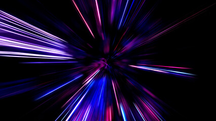 Abstract science fiction outer space and time travel concept background. long exposure. Zooming...