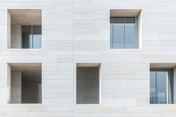 Modern building facade with square windows.