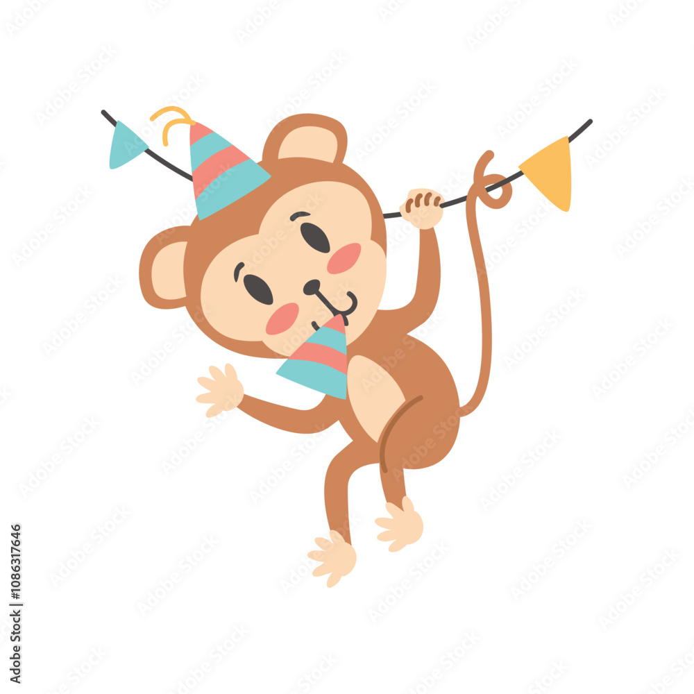 Sticker monkey animal birthday party