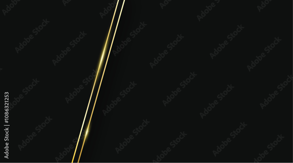 Sticker black and gold abstract background with glowing lines and copy space for luxurious and elegant desig
