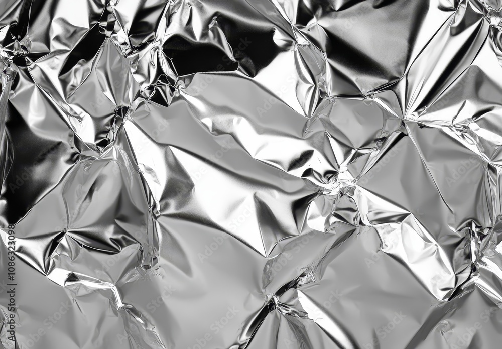 Poster abstract silver foil background with crinkled texture.