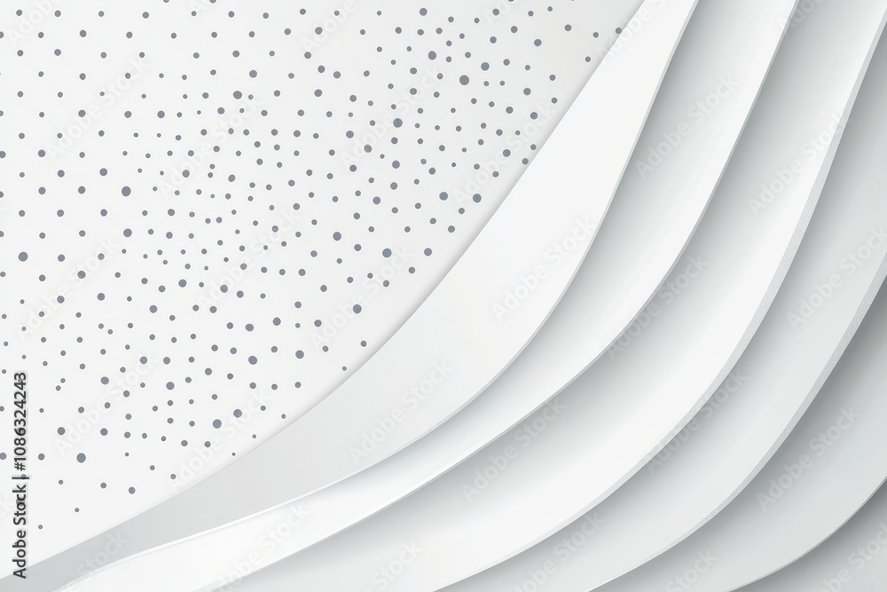 Poster Abstract white background with curved lines and a scattered dot pattern.