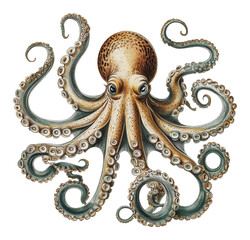 Fototapeta premium PNG Vibrant octopus illustration