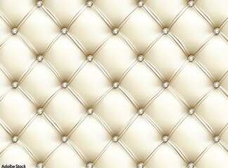 Seamless pattern of white tufted upholstery with pearl buttons.