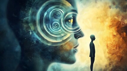 The digital portrayal of the chaotic mind of a Schizophrenic person, illustration of Schizophrenia, mental health concept