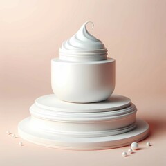 3D mock up The round base is made from white cream