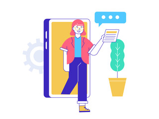 Woman doing online login security. Online business illustrations. Flat vector illustration