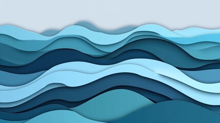 Fototapeta premium Abstract waves in varying shades of blue create a serene design.