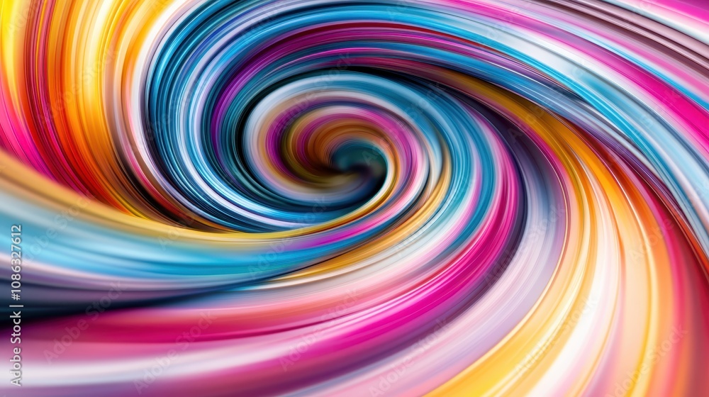 Poster a vibrant, swirling pattern of colors creating a mesmerizing visual effect, evoking a sense of motio