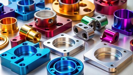 Aluminum machined parts by CNC machine with anodized finish, perfect for milling industry projects