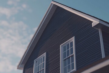 Dark Gray House Exterior With White Trim And Windows