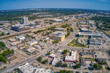 Aerial View of Richardson, Texas in the DFW Metro during Summer
