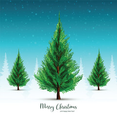 Merry christmas green tree card festival background