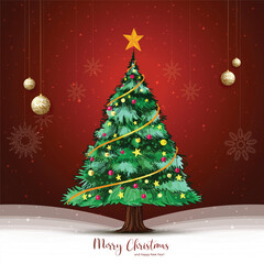 Artistic christmas green tree greeting card background