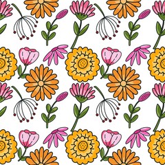 Cute seamless pattern in small flower.Small colorful flowers.