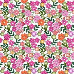 Cute seamless pattern in small flower.Small colorful flowers.