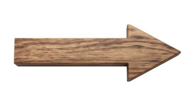 Wooden arrow on transparent background