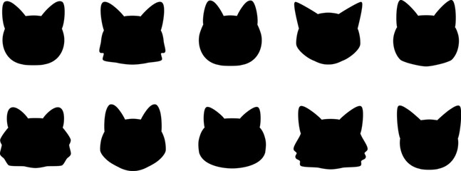 Cats simple silhouette icons.