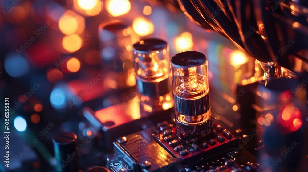 Aufkleber quantum chip arrays connected with superconducting circuits, showing the advanced tech used to harne