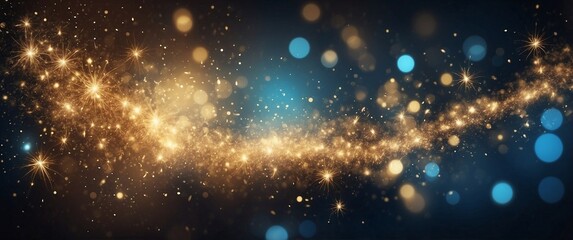 Obraz premium Golden fireworks and sparkling bokeh on dark background for festive celebrations