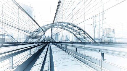 Naklejka premium Technical schematics of contemporary bridges showcasing pioneering engineering techniques with a focus on sustainability