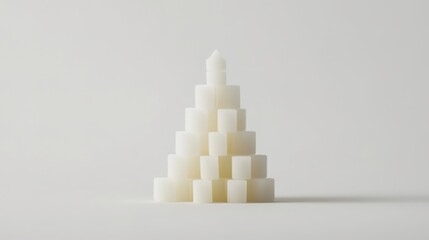 Sugar cubes meticulously stacked in the shape of a warning sign, symbolizing the cautionary message of excessive indulgence and the potential dangers of overconsumption.